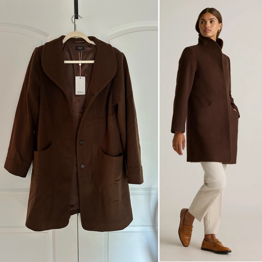 Quince Italian Wool Cocoon Coat Dark Chocolate Size Large New with Tags